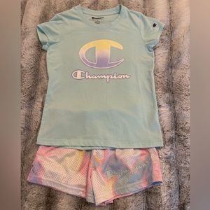 Champion Girl’s Matching Outfit - Size Small Shorts & Size Medium Shirt